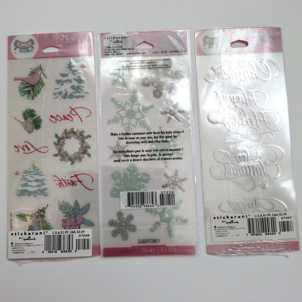 Hallmark Stickeroni Christmas Stickers Glitter Snowflakes Happy Holidays Tree